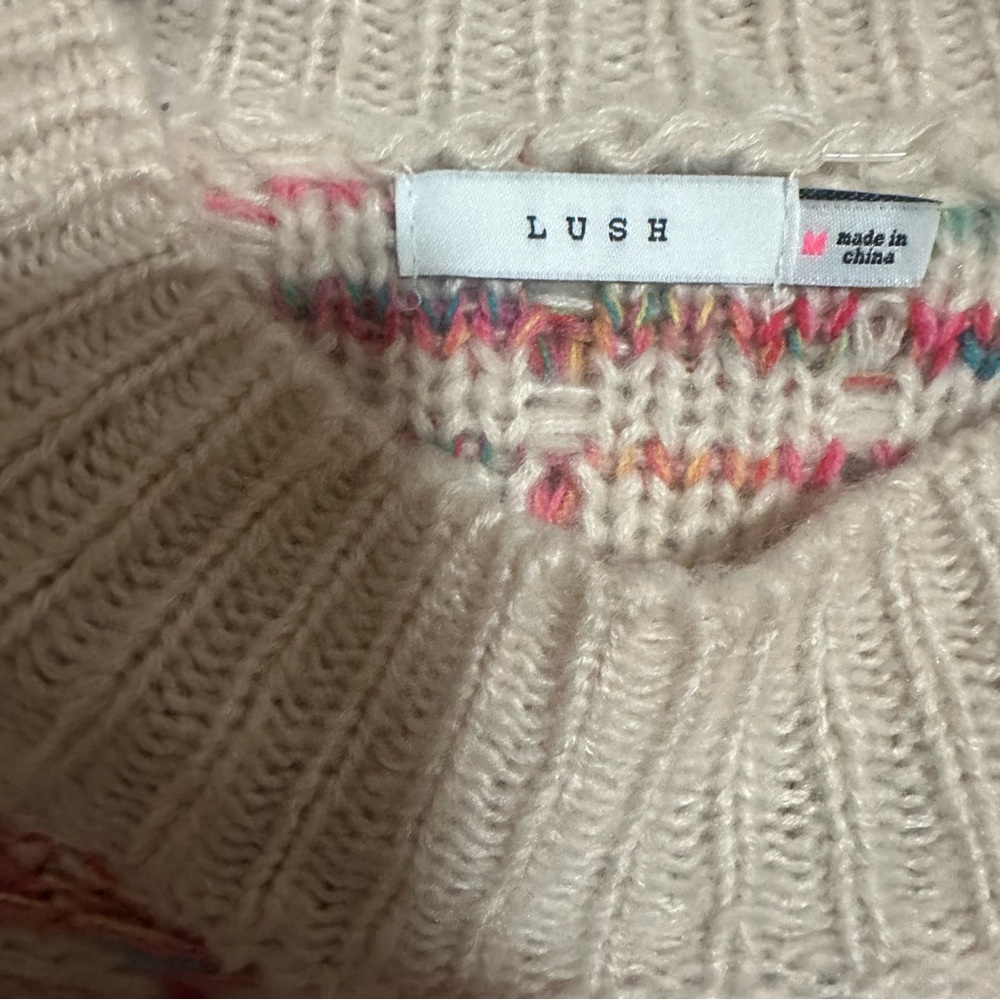 Women’s LUSH Rainbow Colors‎ Oversized Cropped Sweater Long Cozy Sleeve Size M. - Picture 5 of 6